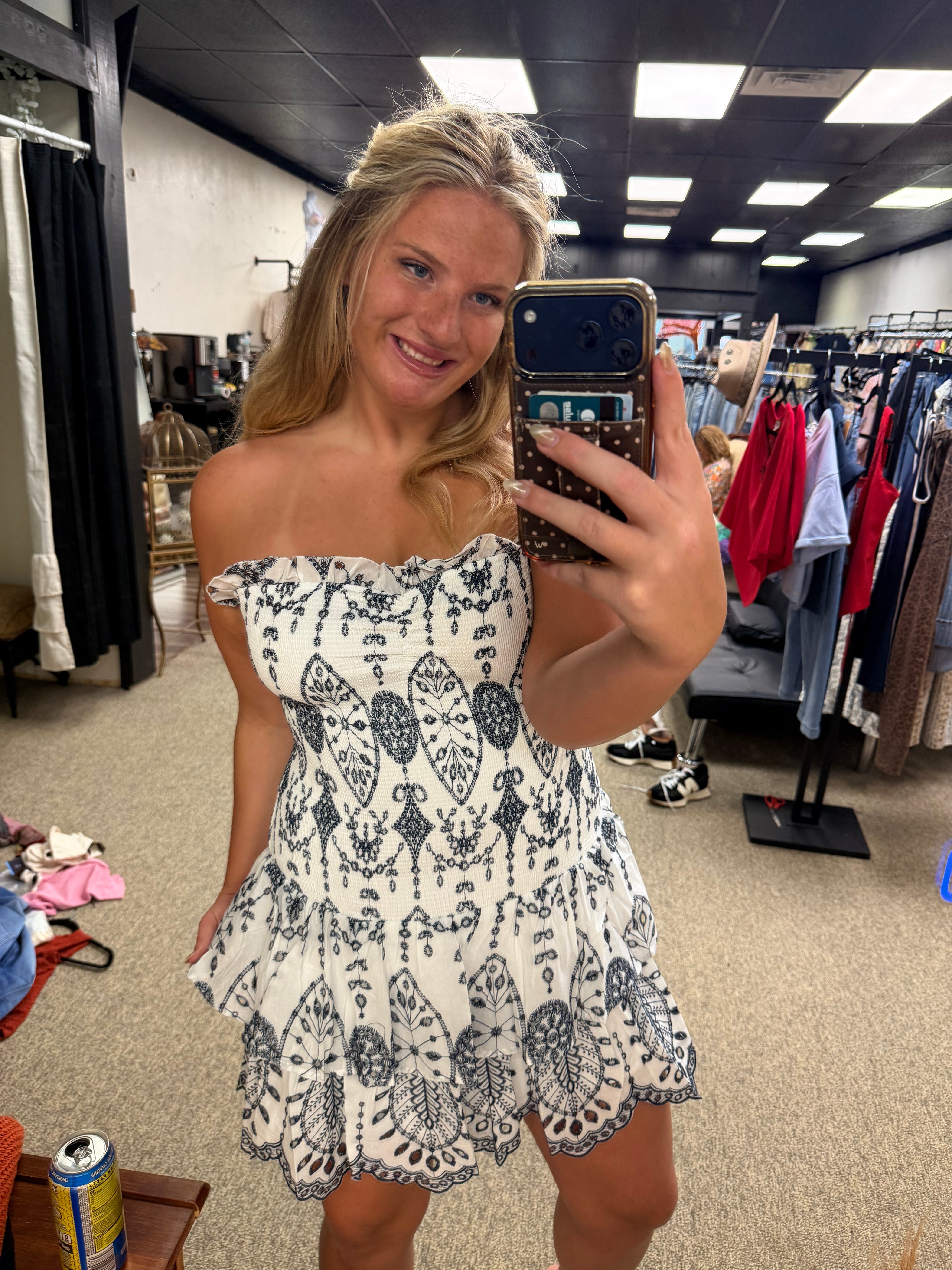 Midnight Butterfly Strapless Mini Dress