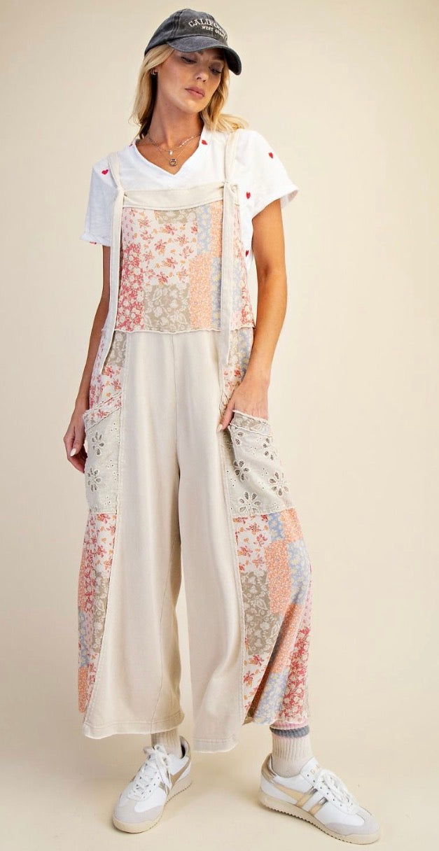Patchwork Petals Overalls Jumpsuit