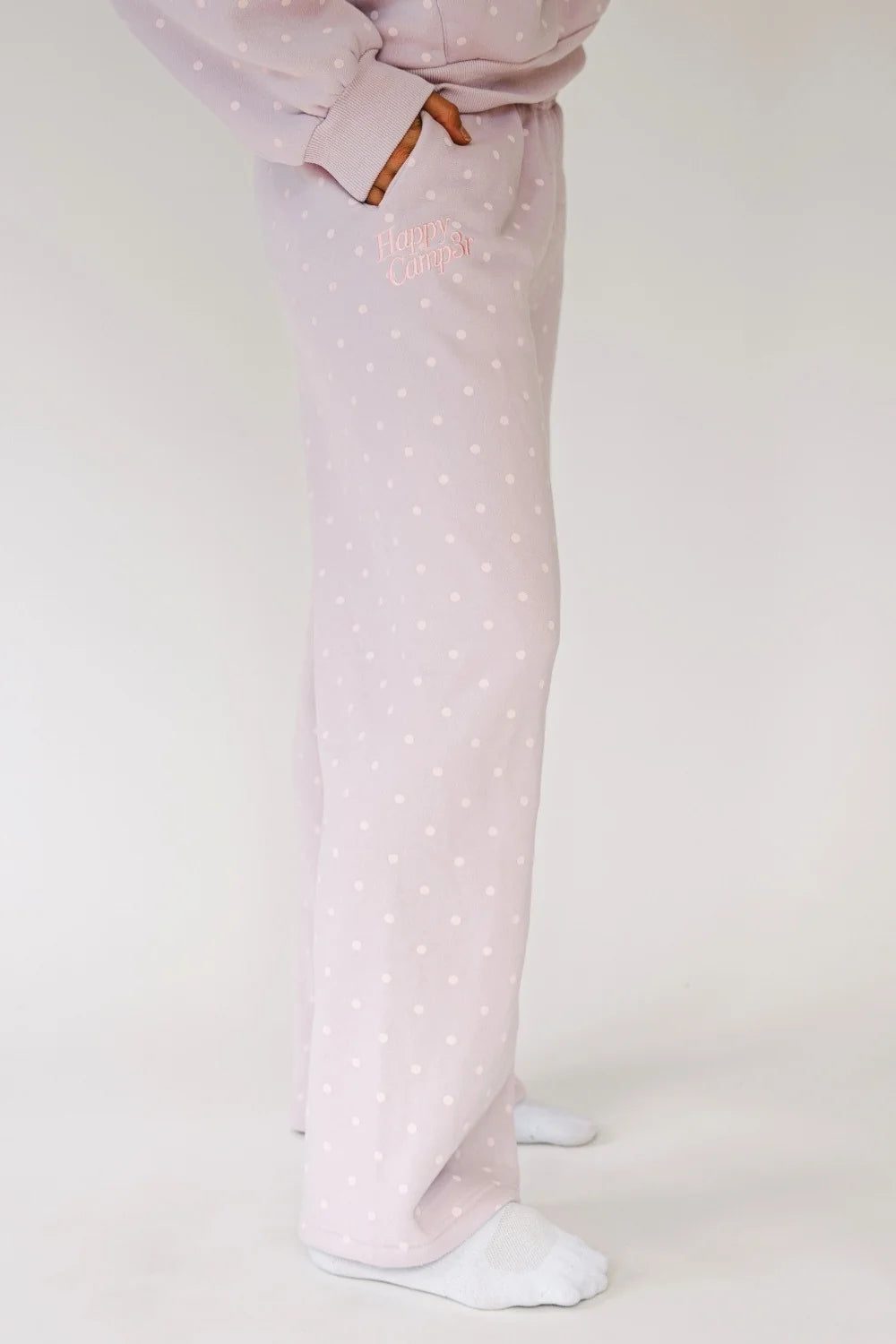 Happy Camper Polka Dot Lilac Wide-Leg Pants