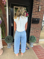 Bluebell Bow Detail Cropped Denim Jacket