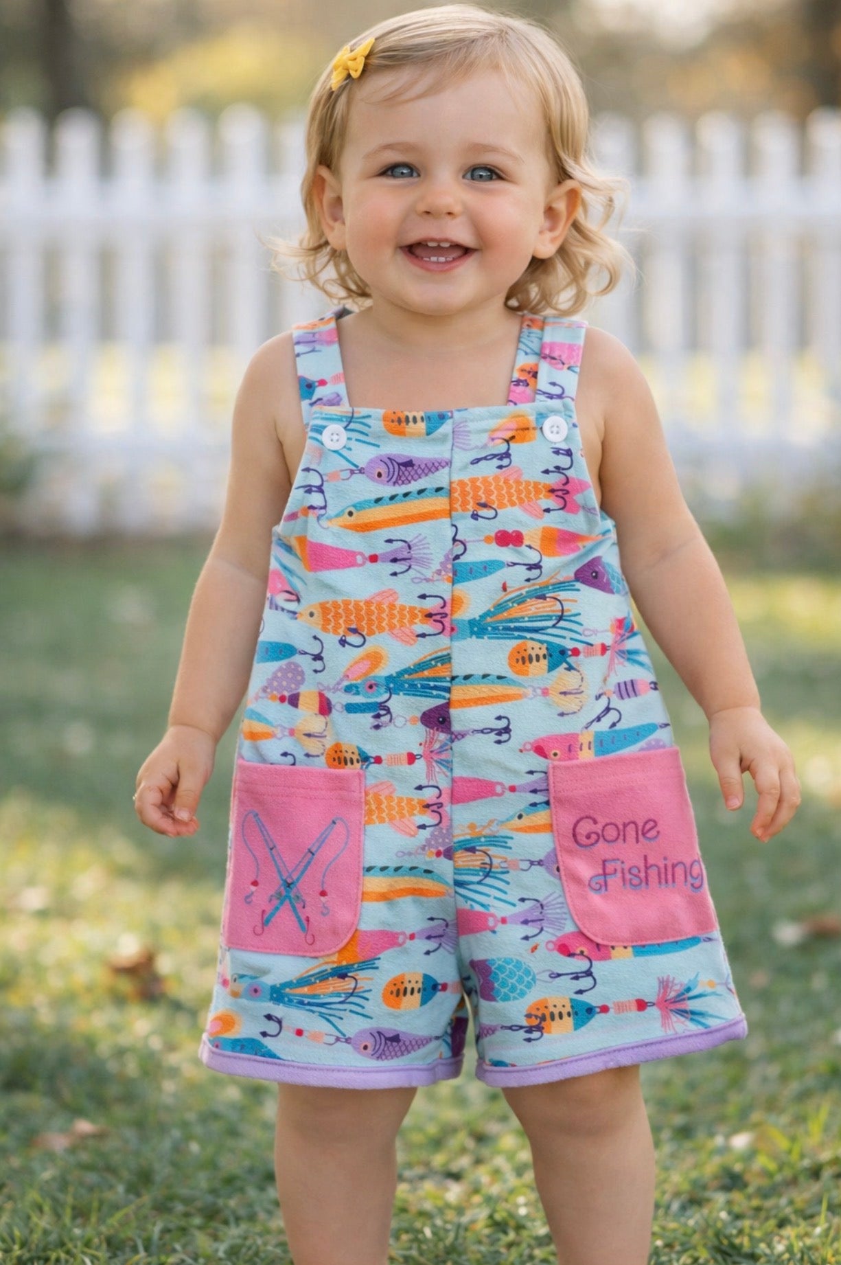 Gone fishin little girls overalls