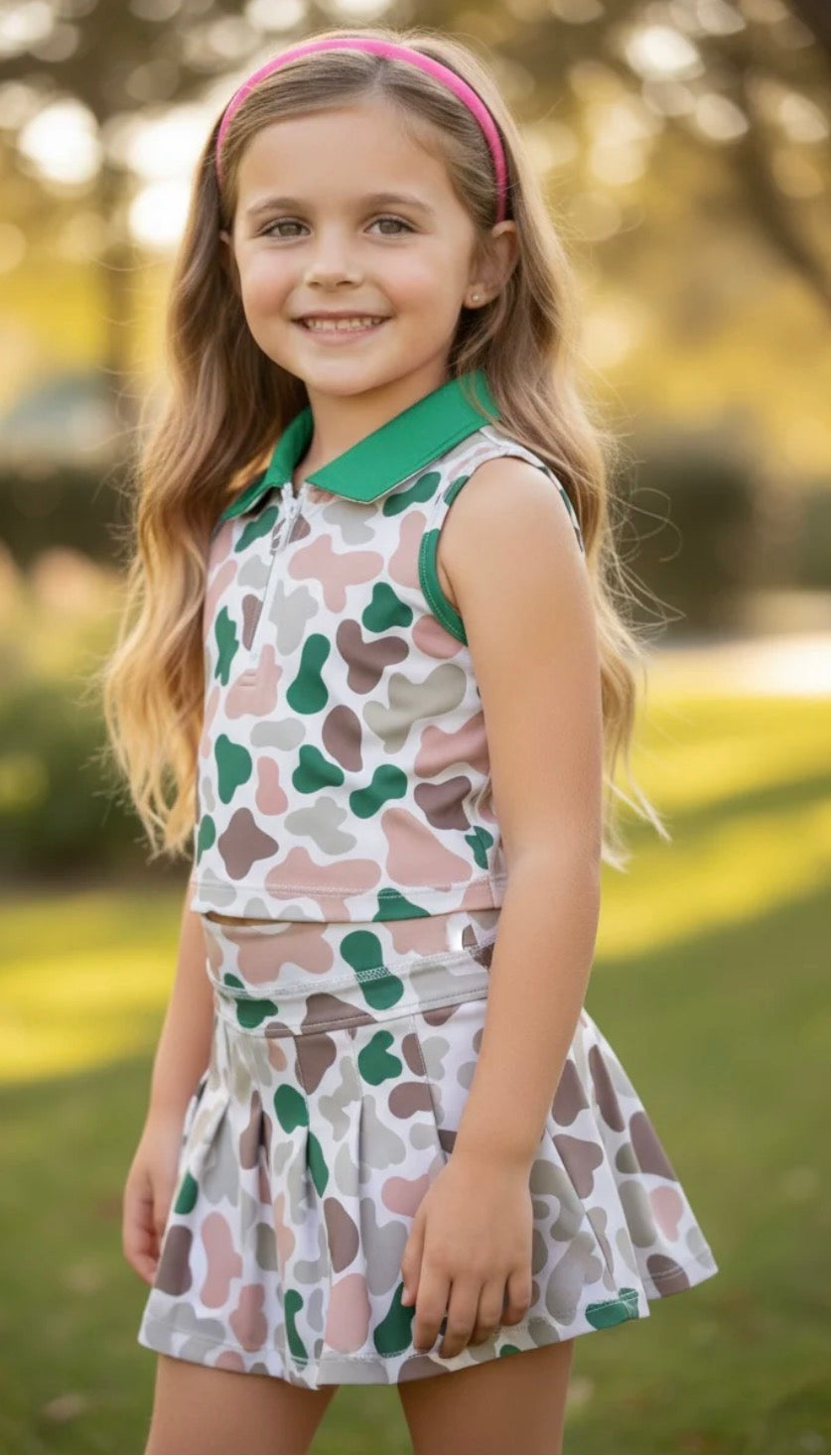 Little girls camo top & skirt set