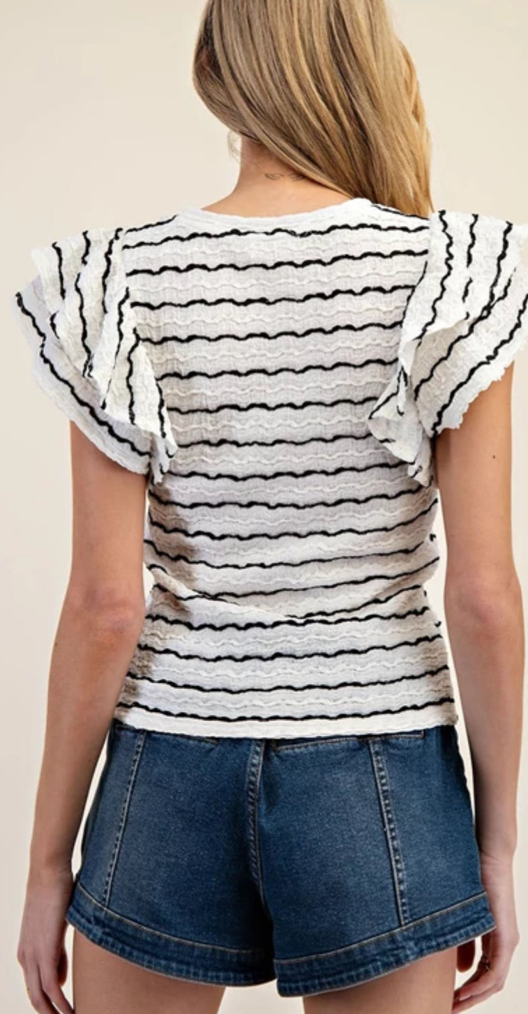 Off white ruffle sleeve