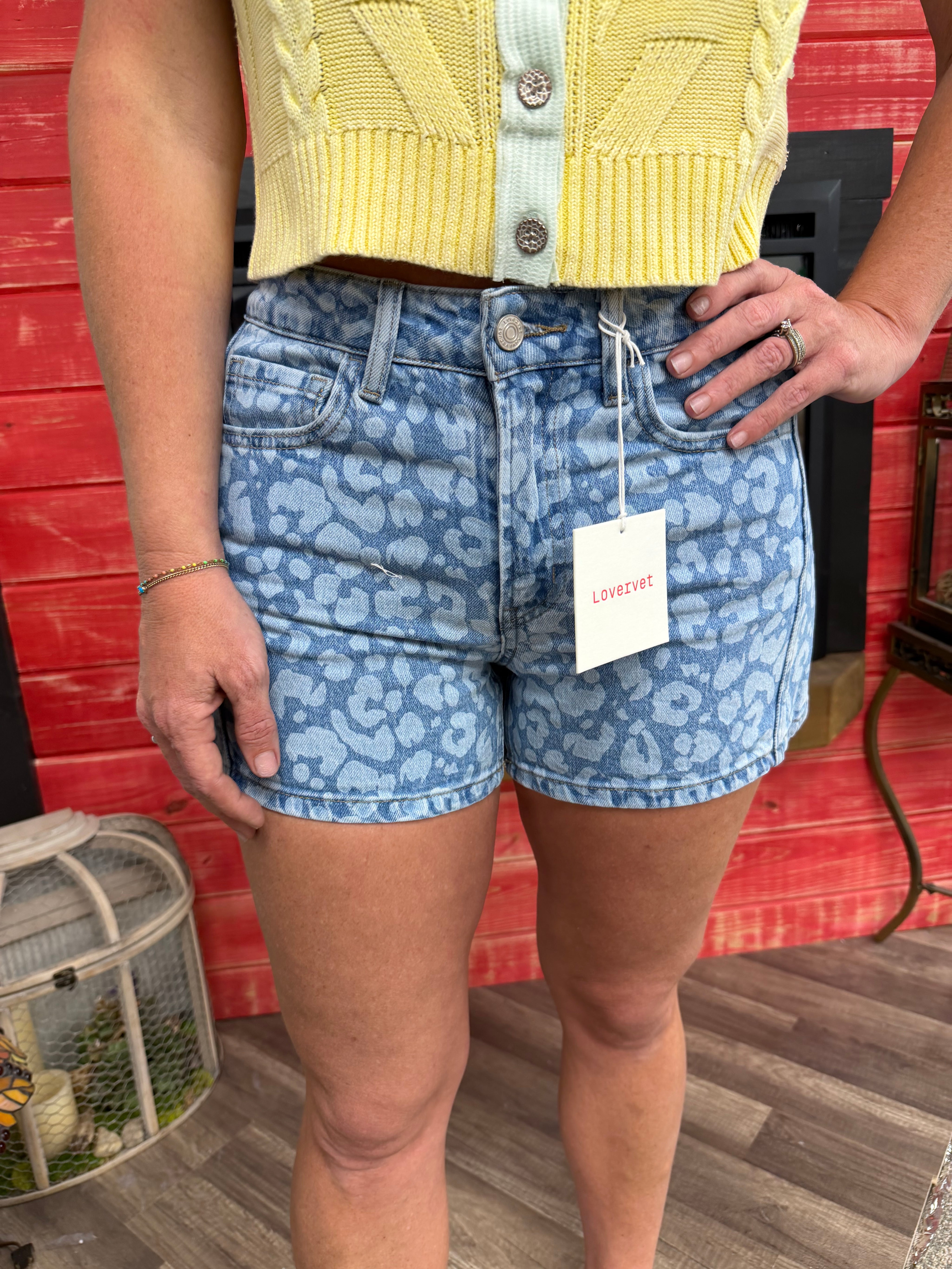 Lovervet 2 tone denim animal print- wild shorts