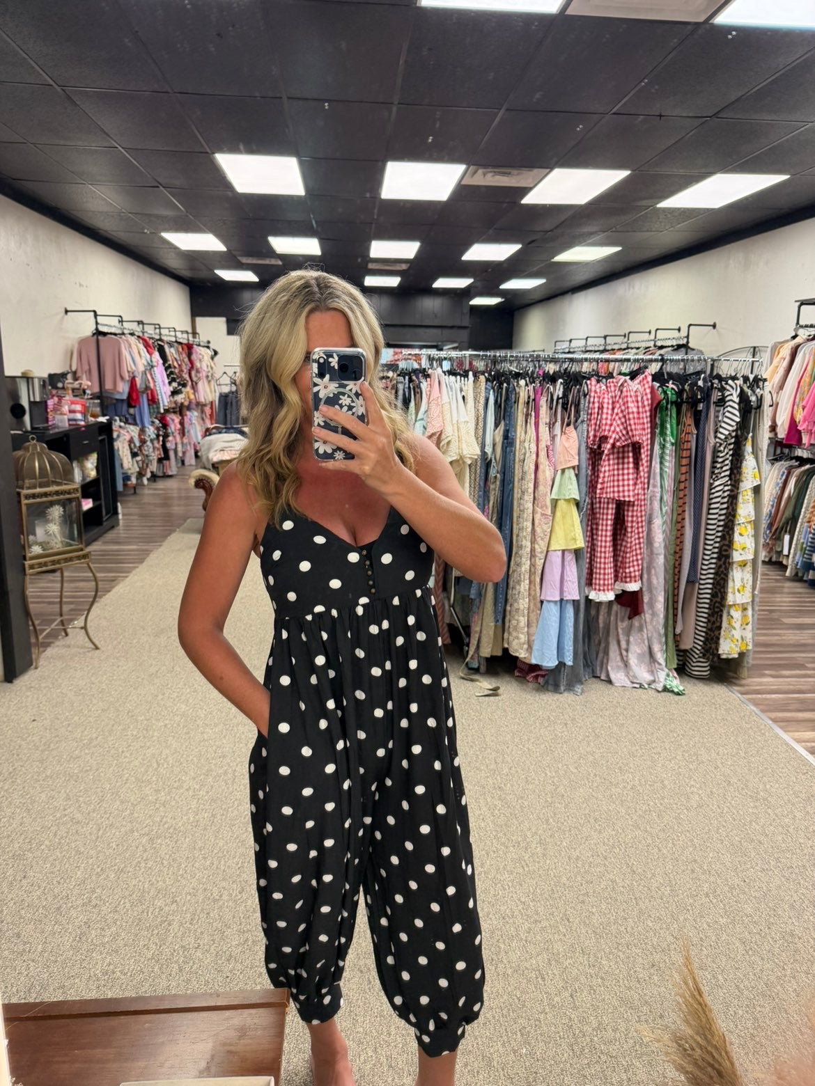 Polka Dot Sleeveless Jumpsuit | Black or Rust