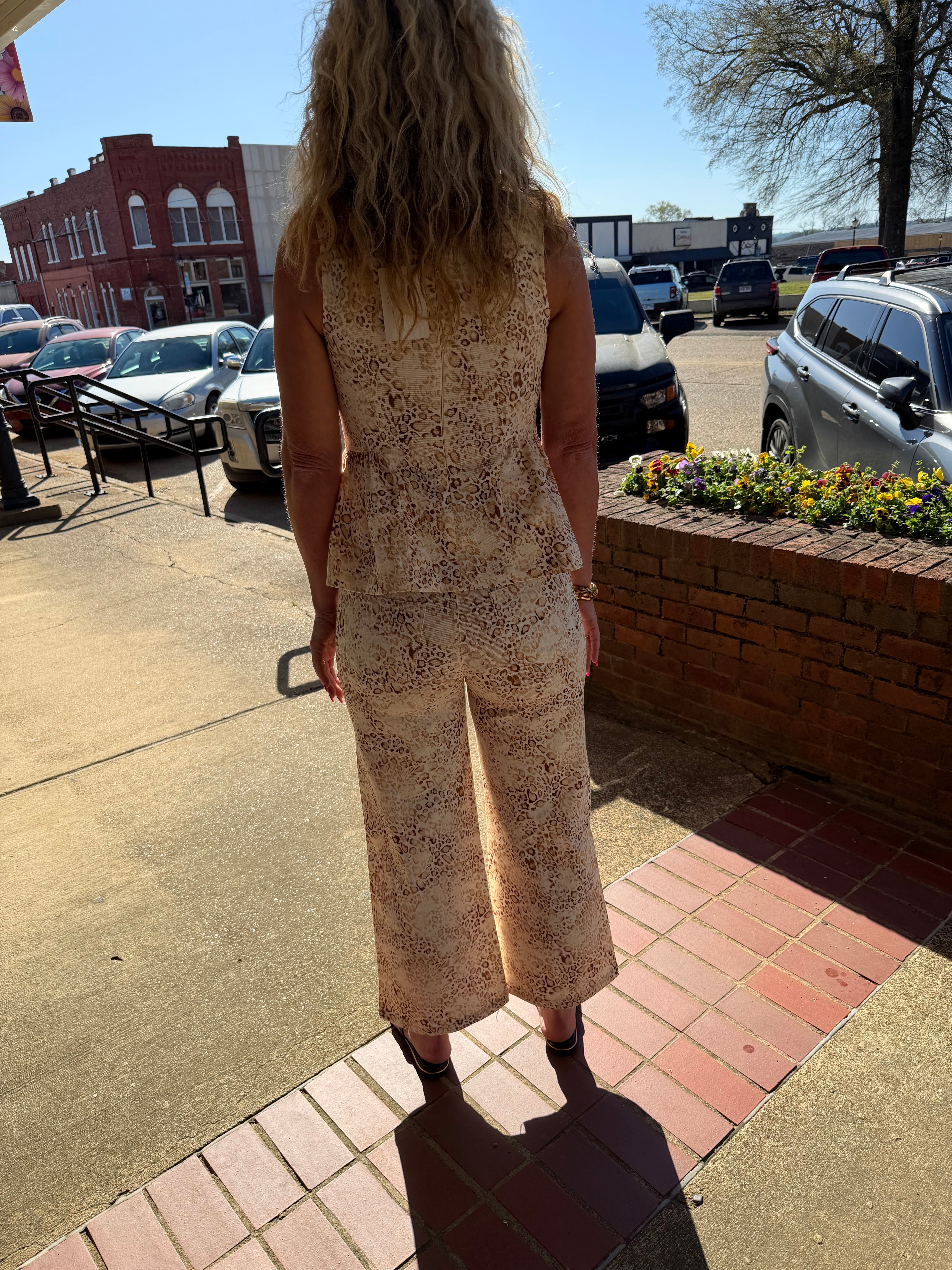 Golden Safari Leopard Peplum Tank Top