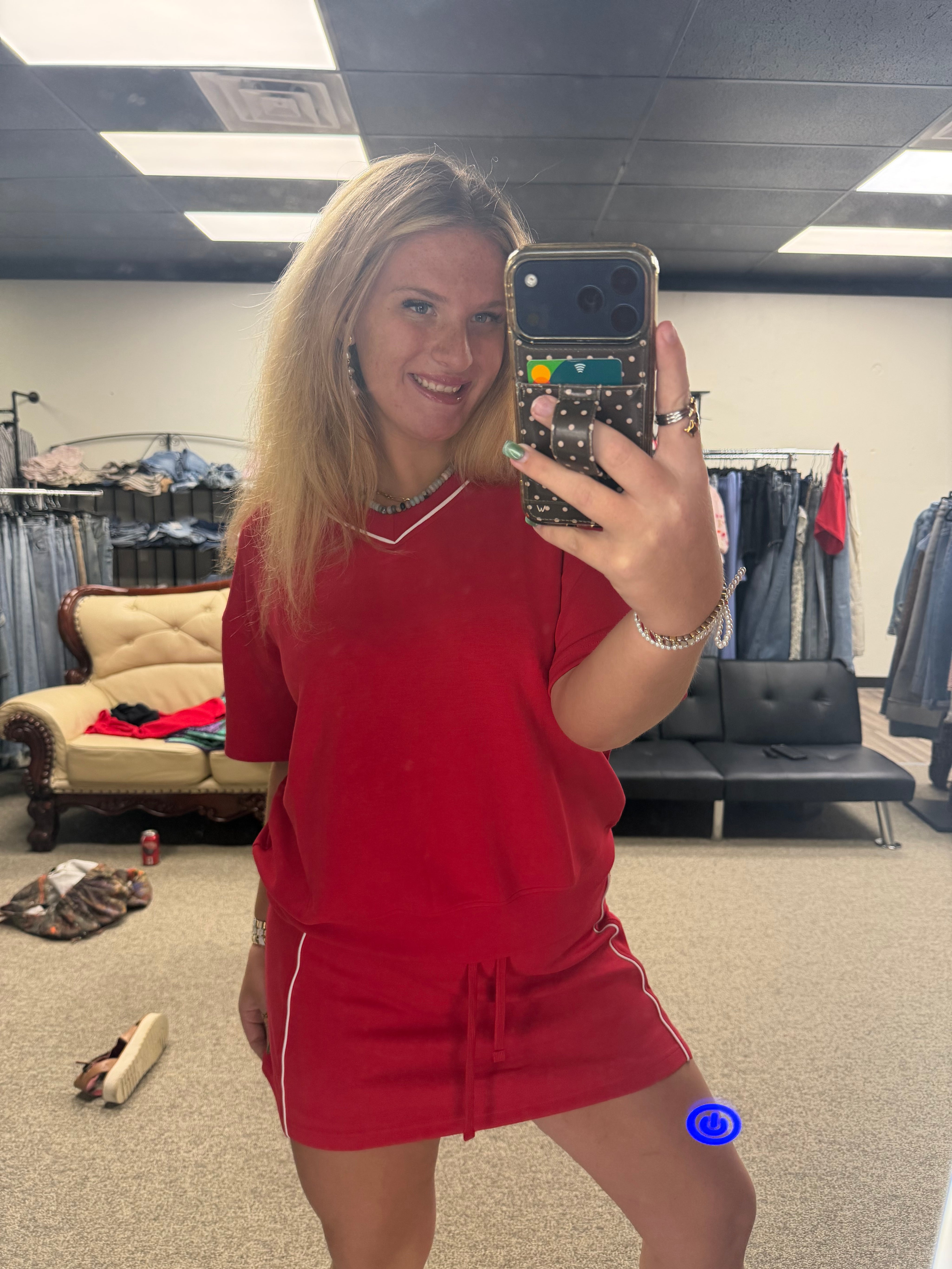 Red athletic skort set
