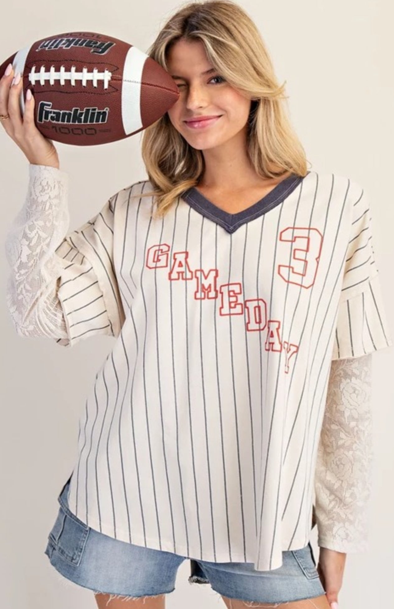 Game day with lace undershirt