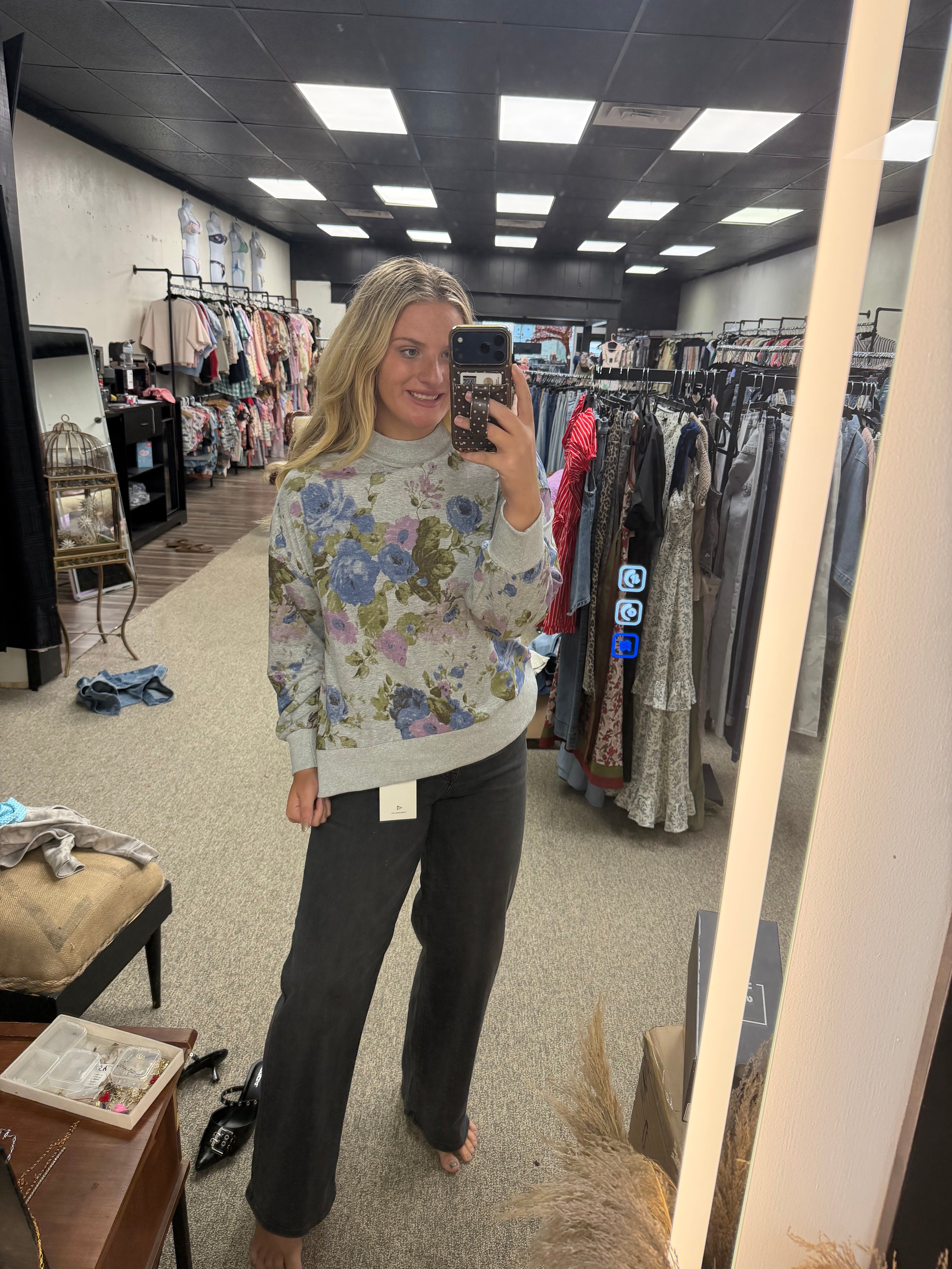 Bluebell Bloom Mockneck Pullover
