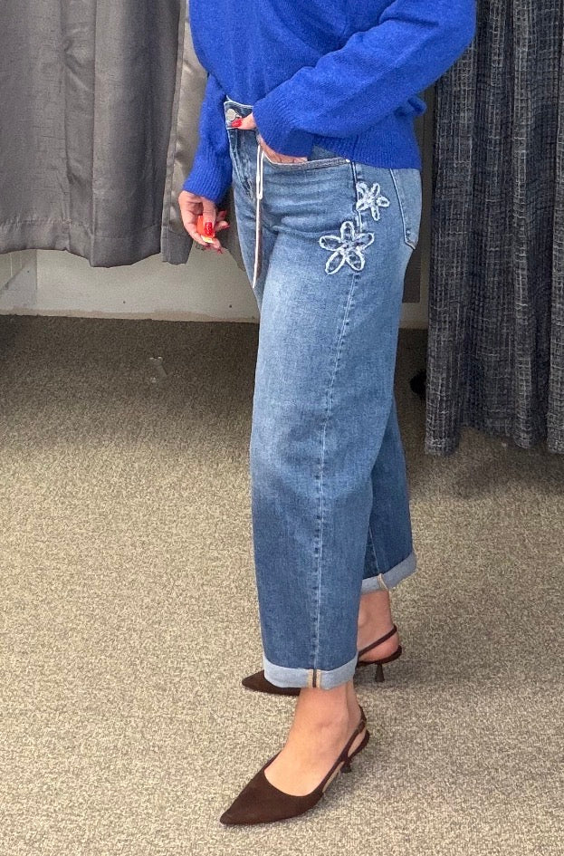 RISEN Flower Power Baby Barrel Jeans