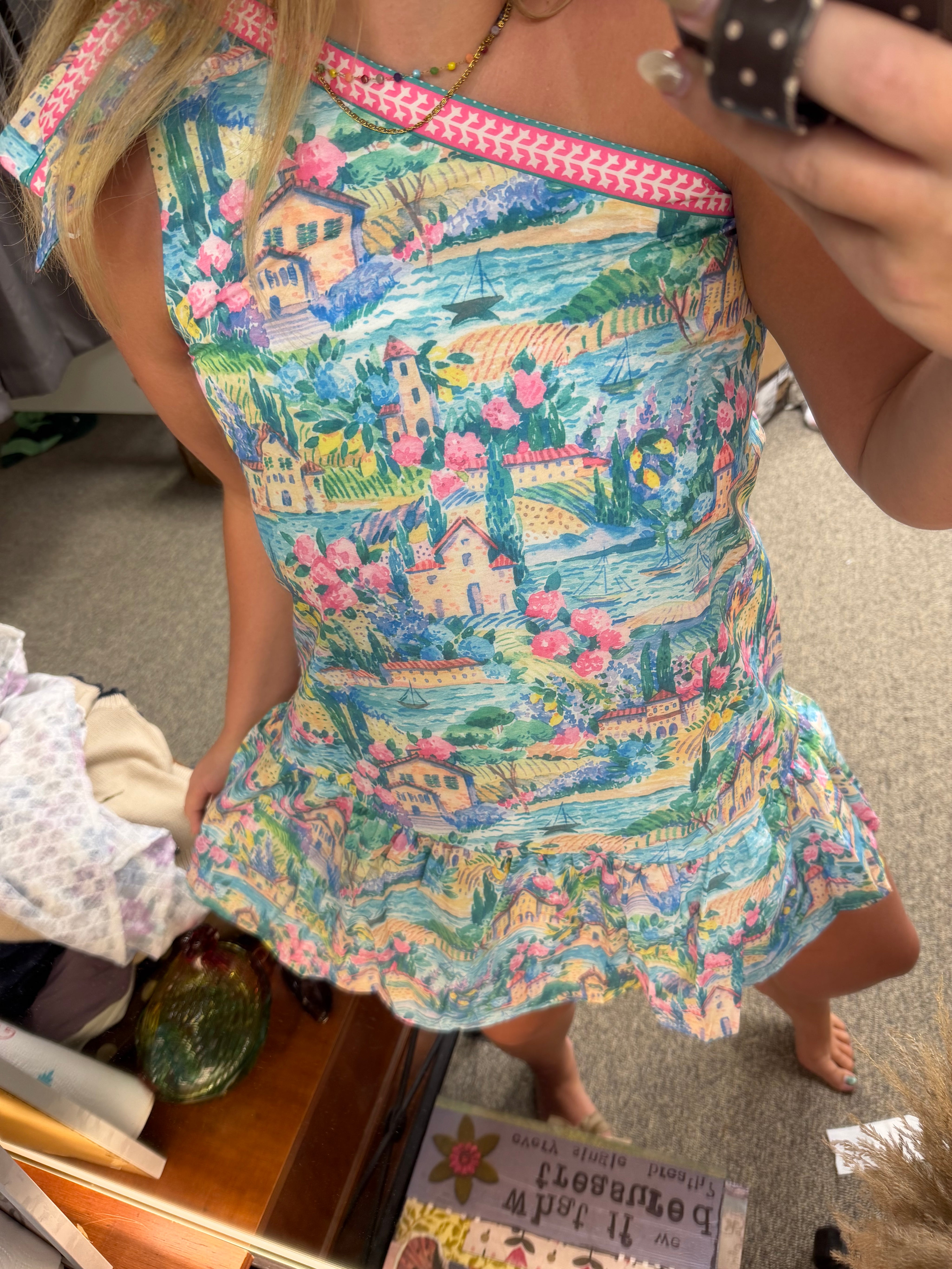 Amalfi Garden One-Shoulder Dress