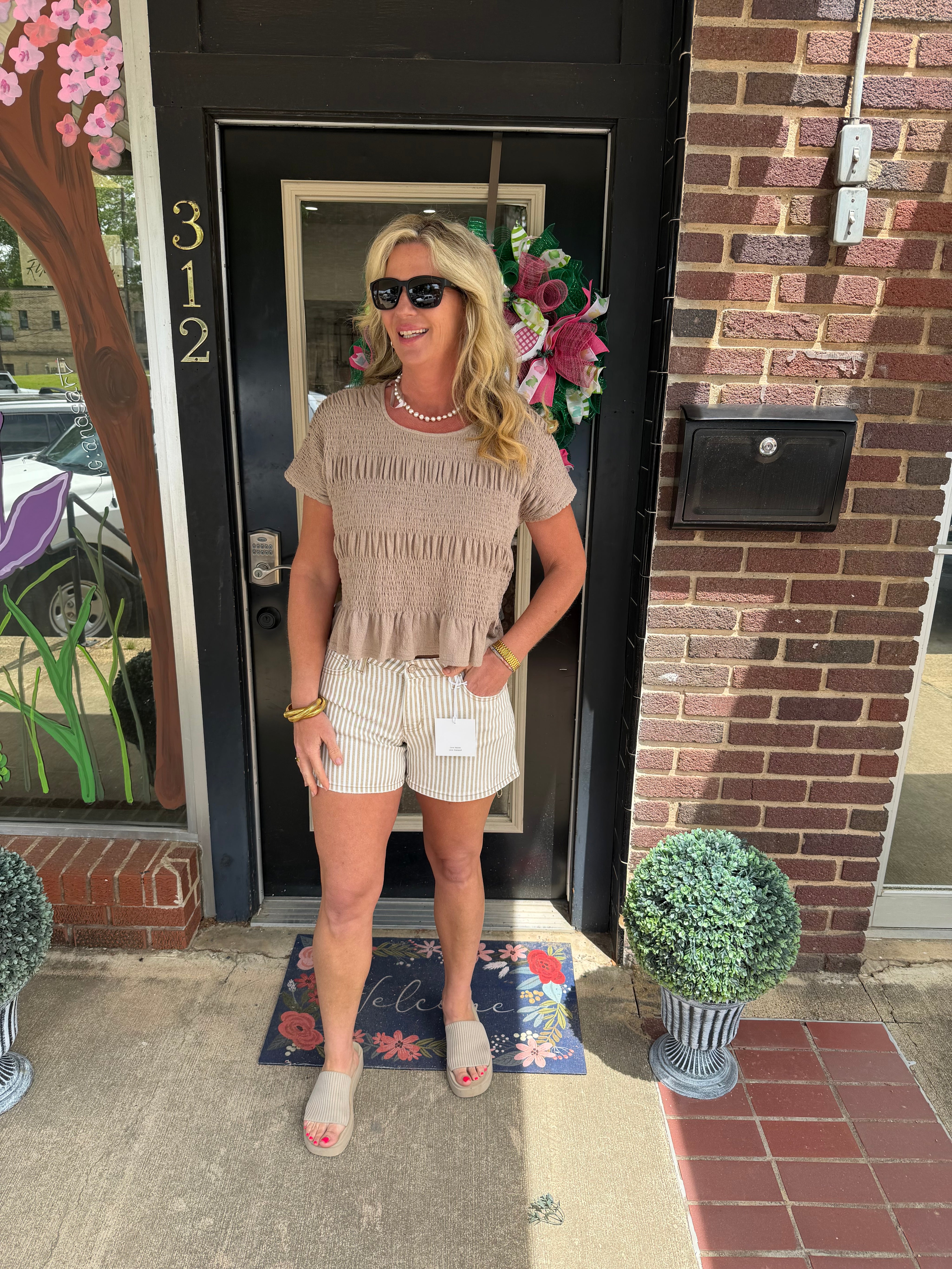 Sandy Stripe Lovervet Denim Shorts