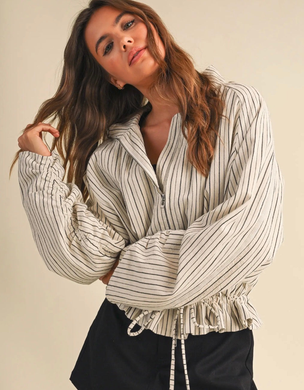 Downtown stripe Striped Half-Zip Pullover