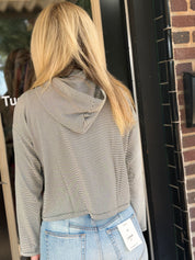 Striped Full-Zip Knit Hoodie