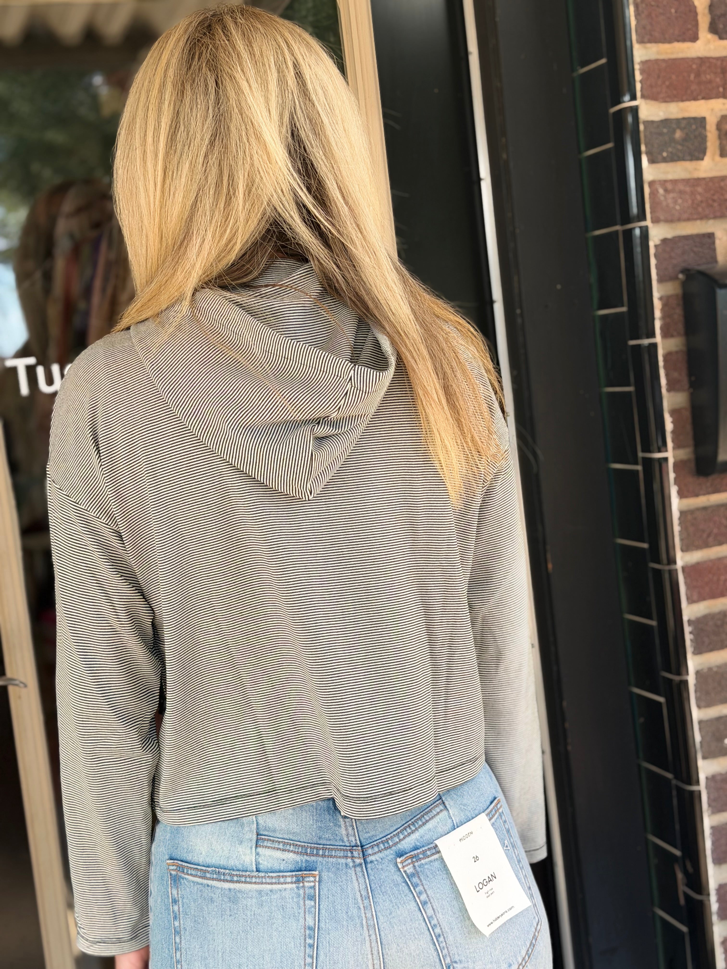 Striped Full-Zip Knit Hoodie