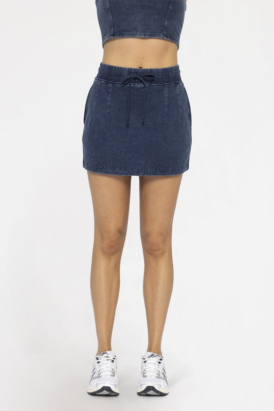 Denim cotton skort