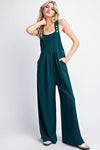 Solid sleeveless wide leg jumpsuit