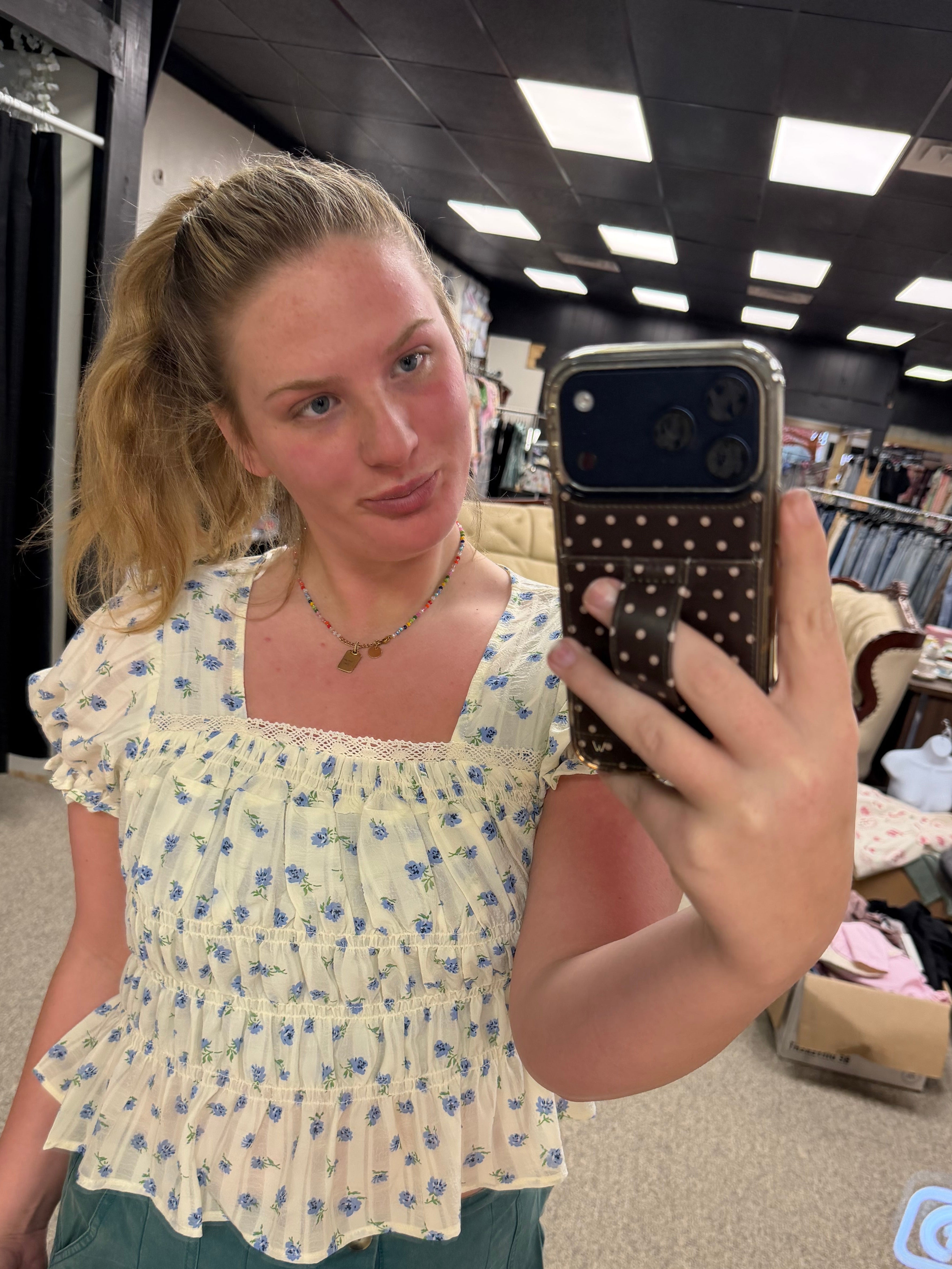 Bluebell Smocked Floral Puff Sleeve Top