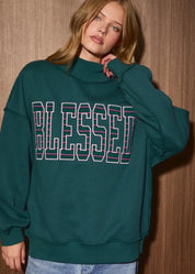 Blessed Mock Neck Graphic Sweatshirt