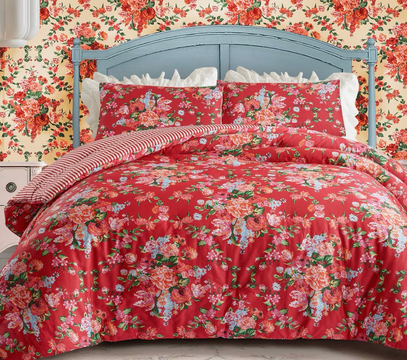 Vintage Rose Reversible King Comforter Set