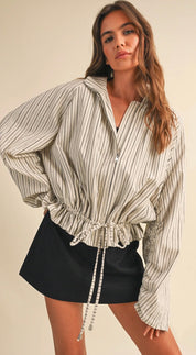 Downtown stripe Striped Half-Zip Pullover