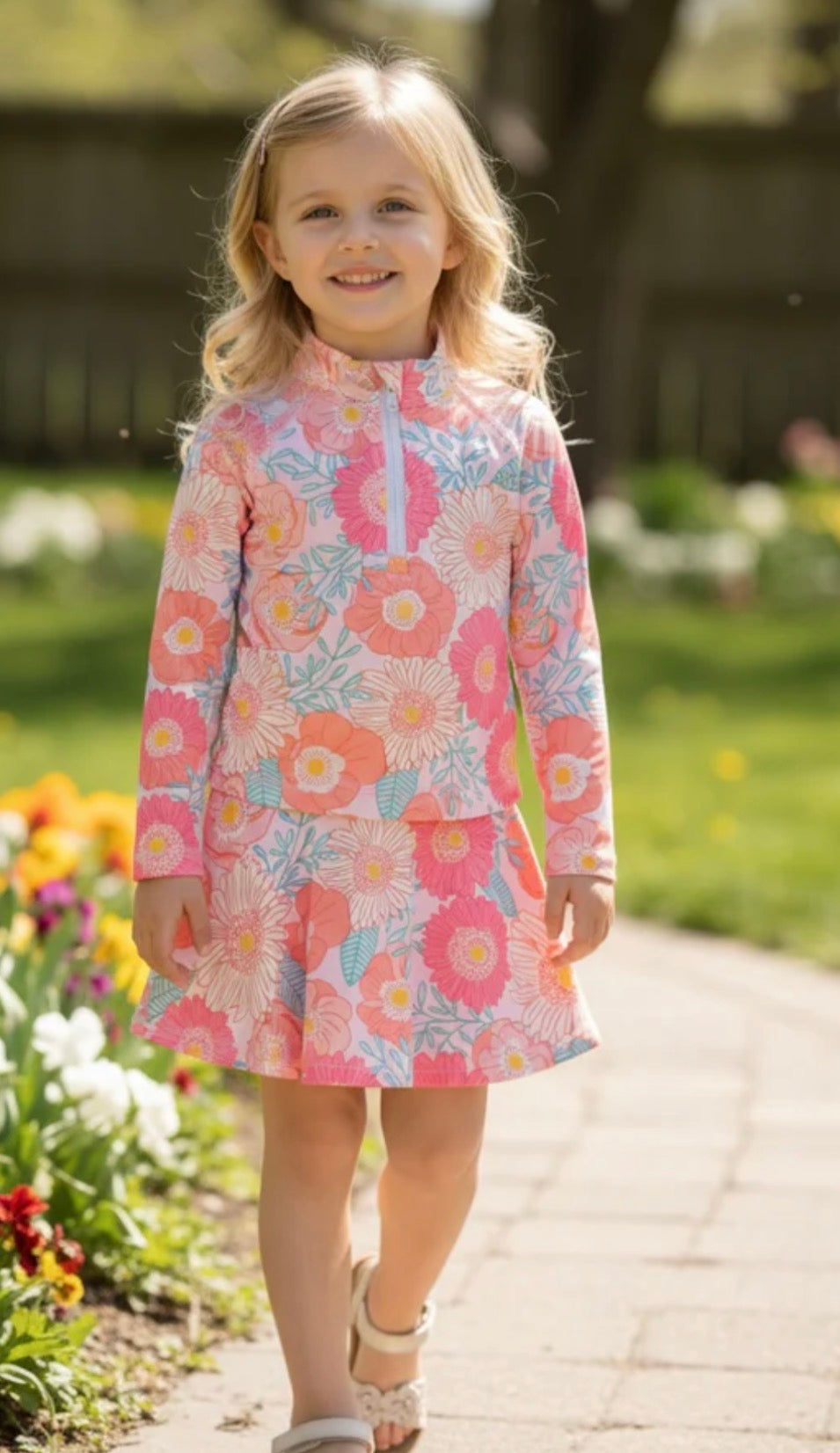 Dry fit little girls floral set