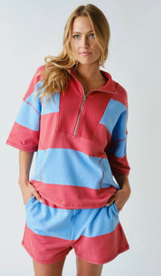 Harbor Stripe Half-Zip Lounge Set