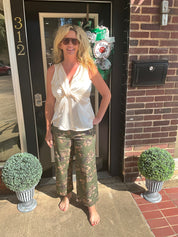 Satin tie knot blouse