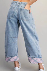 Patchwork barrel jeans