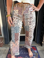 Risen Vintage Patchwork Straight Leg Jeans