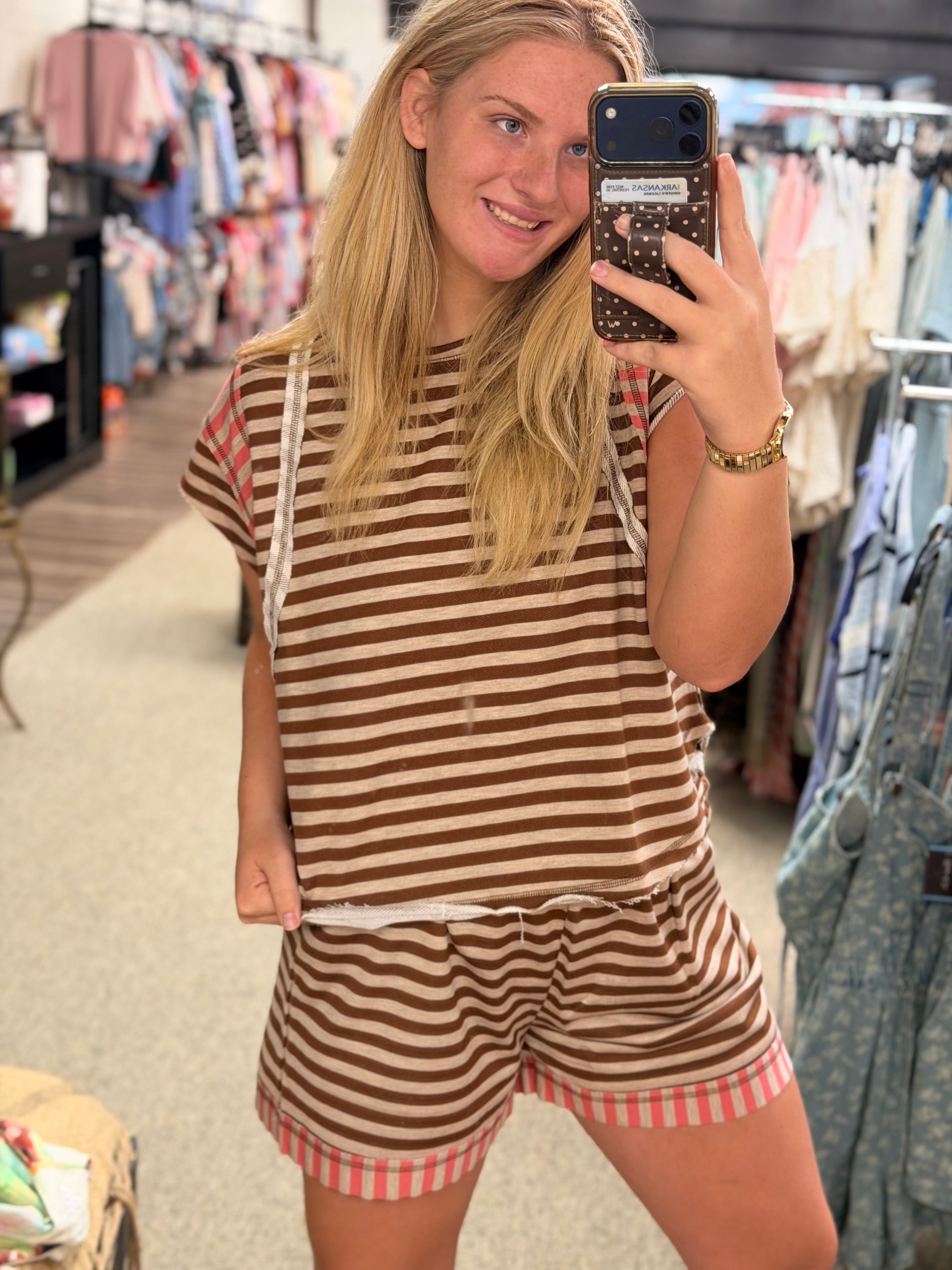 Sweet Stripe Contrast Lounge Set