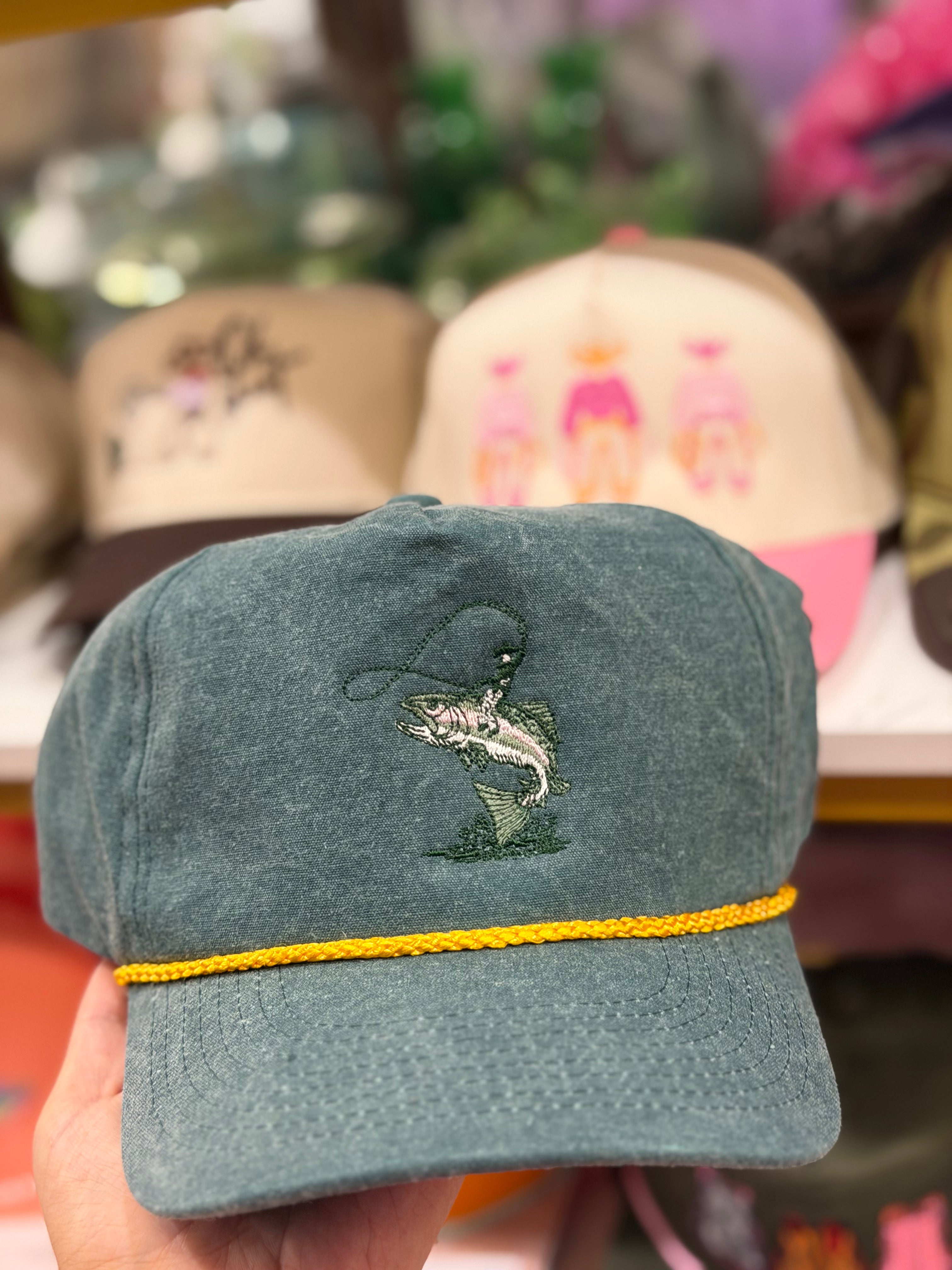 Hooked on Style Embroidered Fishing Cap