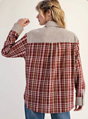 Brown plaid button down