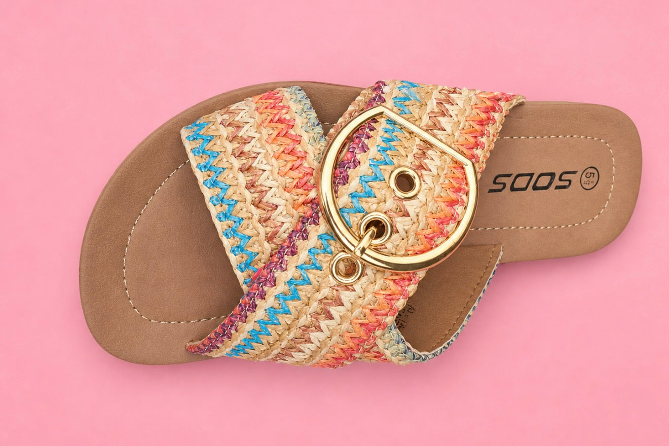 Sunset Stroll Woven Buckle Slides