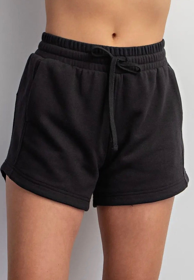 French Terry Tulip Hem Shorts – High Rise Drawstring Lounge Shorts