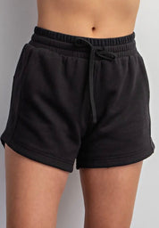 French Terry Tulip Hem Shorts – High Rise Drawstring Lounge Shorts