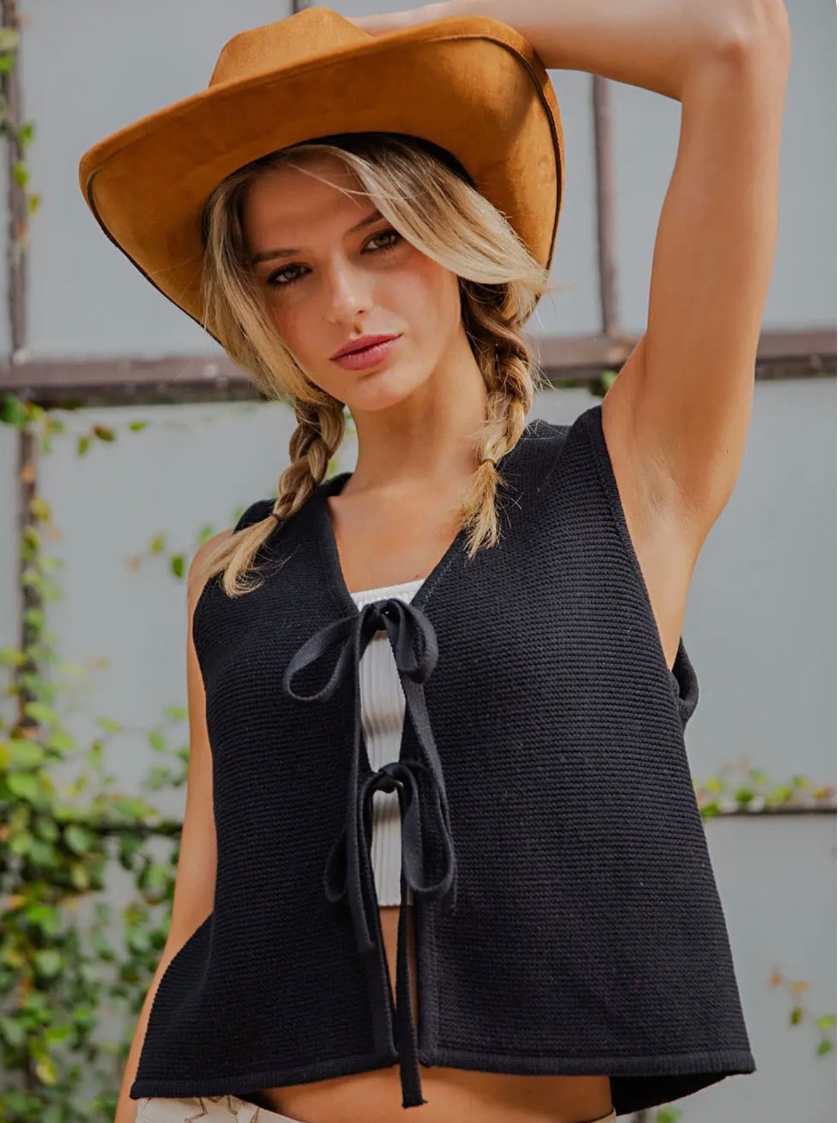 Tie front vest