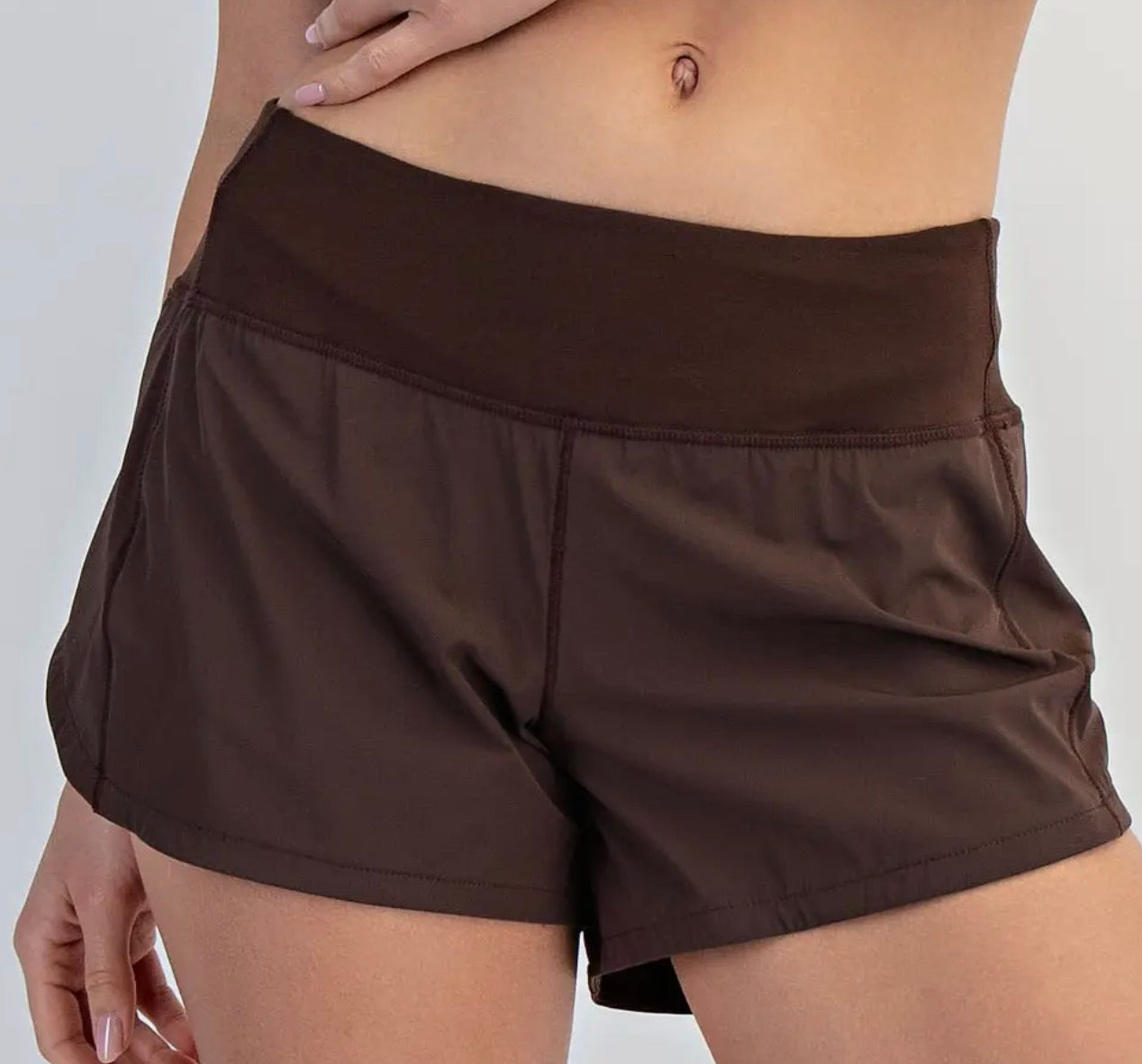 Stretch Woven High Rise Athletic Shorts with Waistband & Pockets