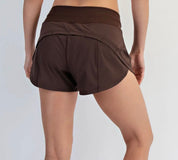 Stretch Woven High Rise Athletic Shorts with Waistband & Pockets