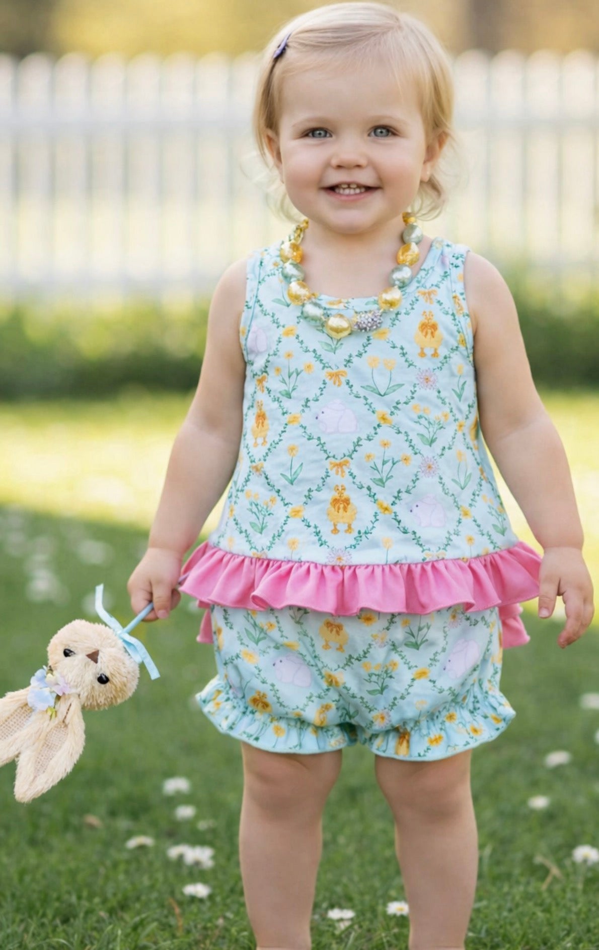 Duck & bunny little girls bloomer set