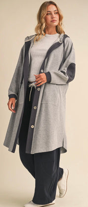 Cloudy Days Contrast Hooded Cardigan