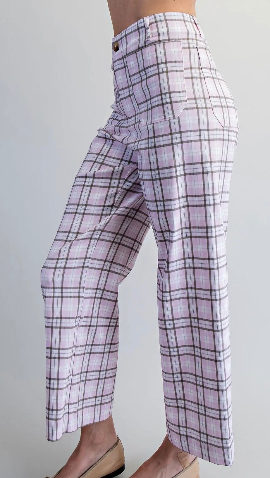 Stretchy plaid work pants