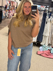 Mocha Check Charm Top