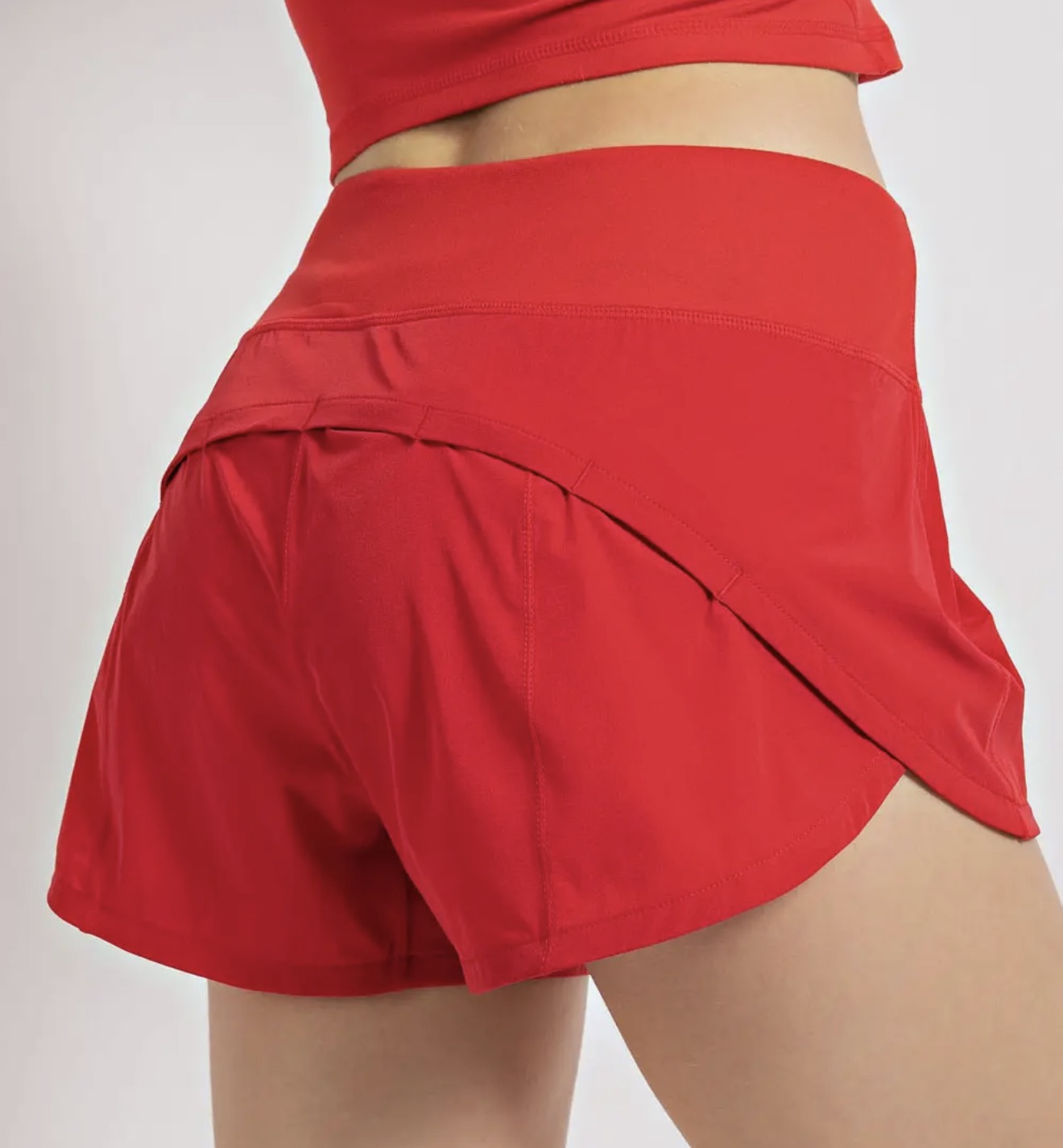 Stretch Woven High Rise Athletic Shorts with Waistband & Pockets