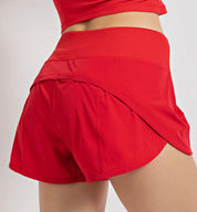 Stretch Woven High Rise Athletic Shorts with Waistband & Pockets