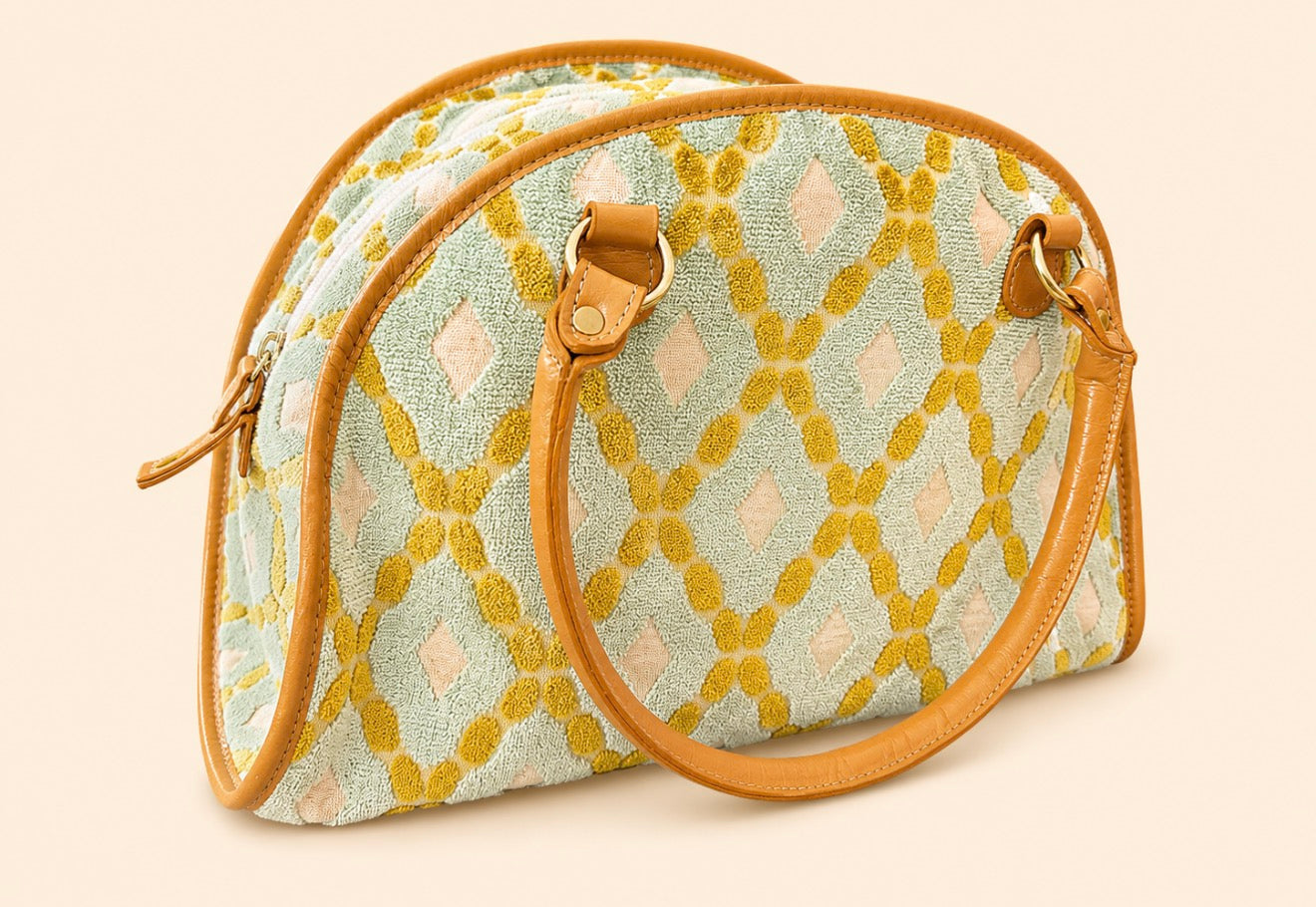 Poppi: Seagram/chartreuse chenille diamonds