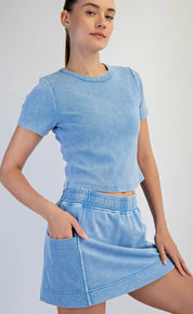 On The Move Ribbed Skort Set