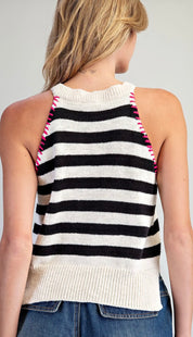 Coastal Chic Stripe Sweater Tank