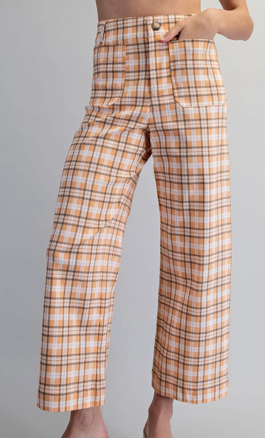 Stretchy plaid work pants
