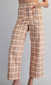 Stretchy plaid work pants